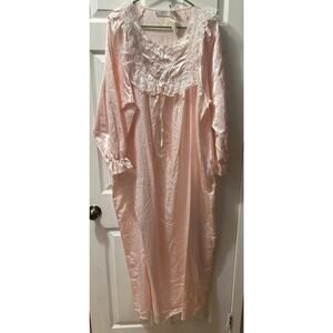 Ladies Nightgown‎ Lord & Taylor Women’s Long Size L Pink Lace Trim Poly Cotton
